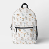 Beige Sphynx Kat Patroon Aangepaste Monogram Kinde Bedrukte Rugzak (Voorkant)