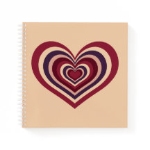 Beige spiraal Notitieboek met retro rood hart