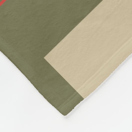 Beige Squares on Green Background With Red Grid Fleece Deken (Hoek)