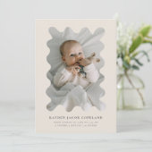 Beige Squiggly Lijst Geboorteaankondiging Foto Aankondiging (Staand voorkant)