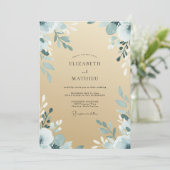 Beige Stalen Blad Bruiloft Kaart (Staand voorkant)