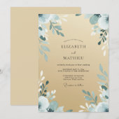 Beige Stalen Blad Bruiloft Kaart (Voorkant / Achterkant)