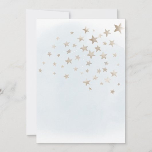 beige stars on pastel blue sky | Baptism Kaart (Achterkant)