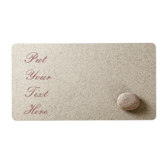 Beige steen op zandachtergrond etiket (Voorkant)