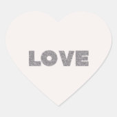 Beige steen zilveren glitter liefde hart sticker (Voorkant)
