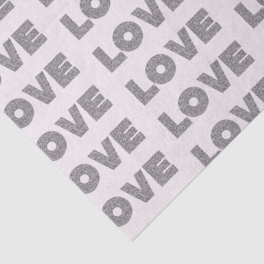 Beige steen zilveren glitter liefde tissuepapier (Detail)