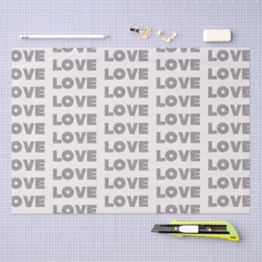 Beige steen zilveren glitter liefde tissuepapier (Craft)