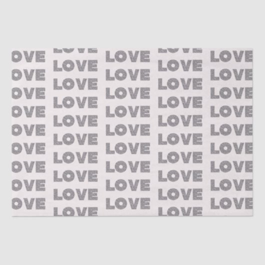 Beige steen zilveren glitter liefde tissuepapier (Voorkant)