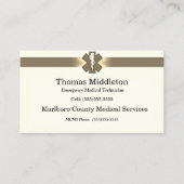 Beige Ster van het Leven EMS/EMT Contact Kaart Visitekaartje (Voorkant)