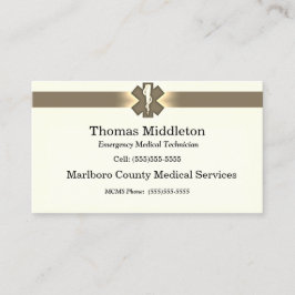 Beige Ster van het Leven EMS/EMT Contact Kaart Visitekaartje