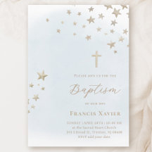 beige sterren op pastelblauwe lucht | Doop