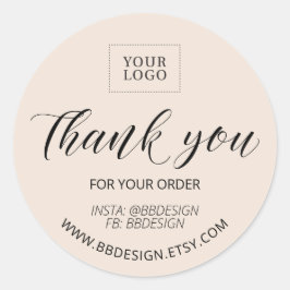 Beige stijlvolle kleine bedrijfs- bedankingssticke ronde sticker