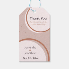 Beige Stippen en Circles Wedding Gift Label Cadeaulabel