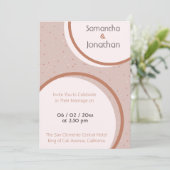 Beige Stippen en Circles Wedding Invitation Kaart (Staand voorkant)