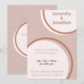 Beige Stippen en Circles Wedding Invitation Kaart (Voorkant / Achterkant)