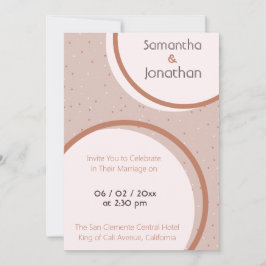 Beige Stippen en Circles Wedding Invitation Kaart