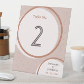 Beige Stippen en cirkels Tabelnummer bruiloft Reclamebord Met Voetstuk (Insitu)