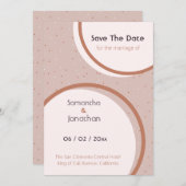Beige Stippen en Cirkels Trouw Save The Date Kaart (Voorkant / Achterkant)
