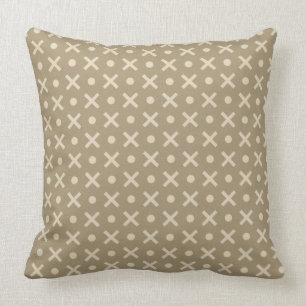 Beige Stippen & Kruisen Geometrisch Patroon Kussen