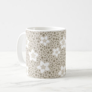 Beige stippen retro met sterren en bloemen  koffiemok