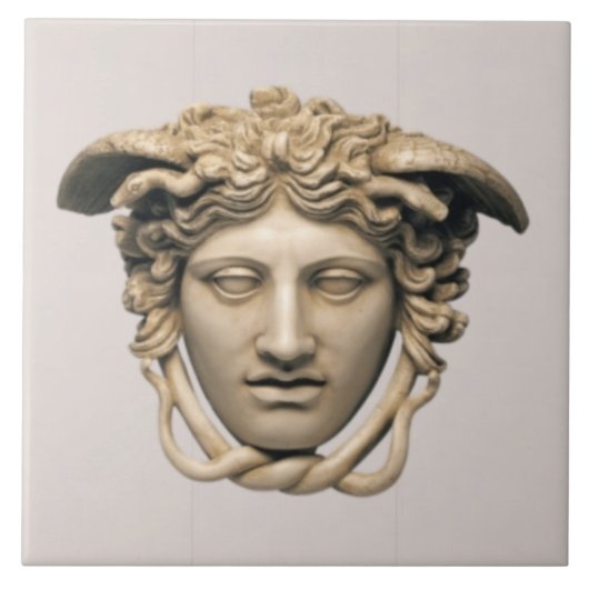 Beige Stone Medusa Tegeltje (Voorkant)