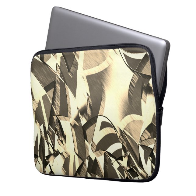 Beige streelt over bruin afbeelding met drizzel laptop sleeve (Voorkant Links)