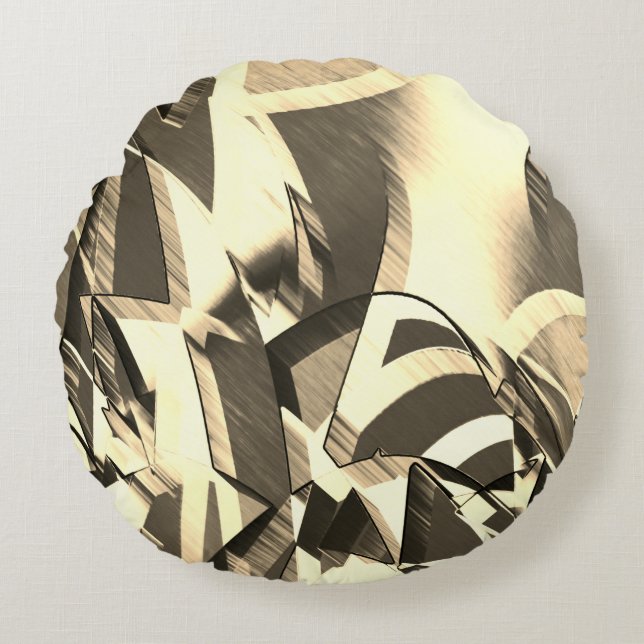 Beige streelt over bruin afbeelding met drizzel rond kussen (Voorkant)