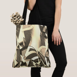 Beige streelt over bruin afbeelding met drizzel tote bag