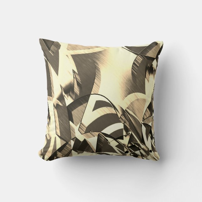 Beige streelt wat bruin, drizzel afbeelding kussen (Voorkant)