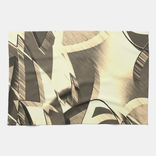 Beige streelt wat bruin, drizzel afbeelding theedoek (Horizontaal)