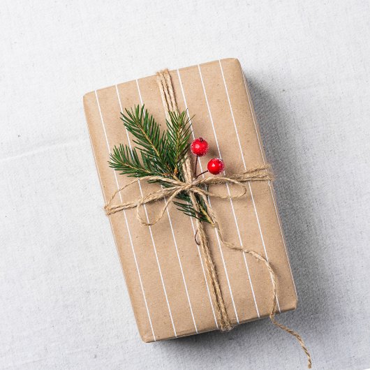 Beige streep kerstcadeau cadeaupapier