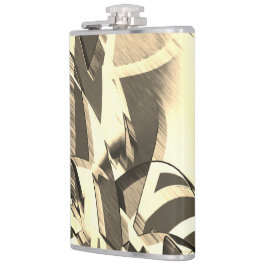 Beige strekt op een bruin, drizzled afbeelding heupfles