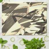 Beige strekt op een bruin, drizzled afbeelding theedoek (Gevouwen)