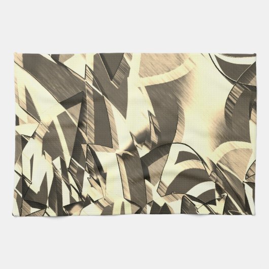 Beige strekt op een bruin, drizzled afbeelding theedoek (Horizontaal)