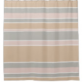 Beige strepen douchegordijn (Voorkant)