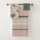 Beige strepen en een blokprint bad handdoek (Insitu)