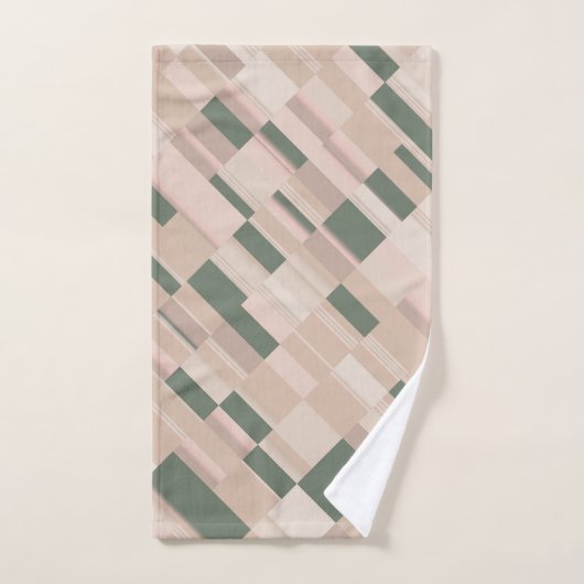 Beige strepen en een blokprint bad handdoek (Handdoek)