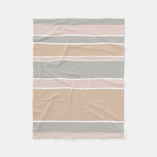 Beige strepen fleece deken (Voorkant)