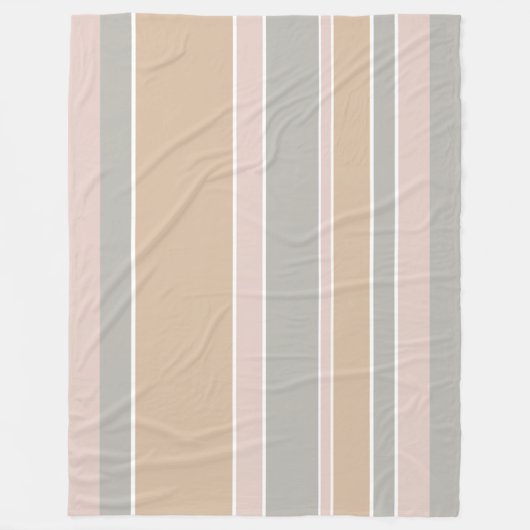 Beige strepen fleece deken (Voorkant)