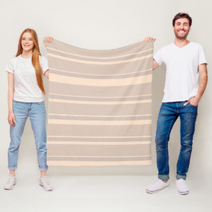 Beige Strepen Fleece Deken