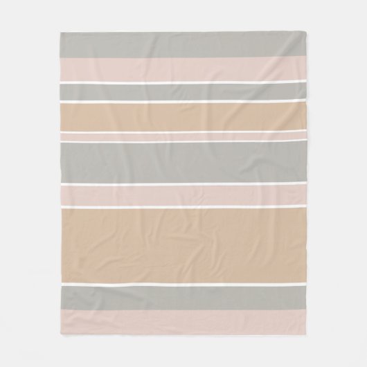 Beige strepen fleece deken (Voorkant)