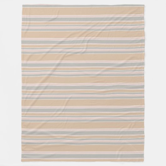 Beige strepen fleece deken (Voorkant)