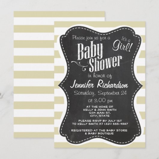 Beige Strepen; Gestreept; Retro krijtbordlook Kaart (Voorkant / Achterkant)