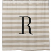 Beige strepen Groot monogram | Boerderij badkamer Douchegordijn (Voorkant)