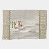 Beige strepen Holly verlaat Kerstmis Theedoek (Horizontaal)