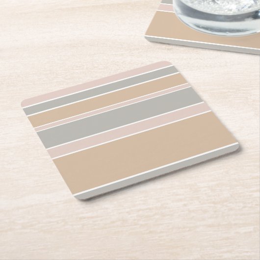 Beige strepen kartonnen onderzetters (Schuin)