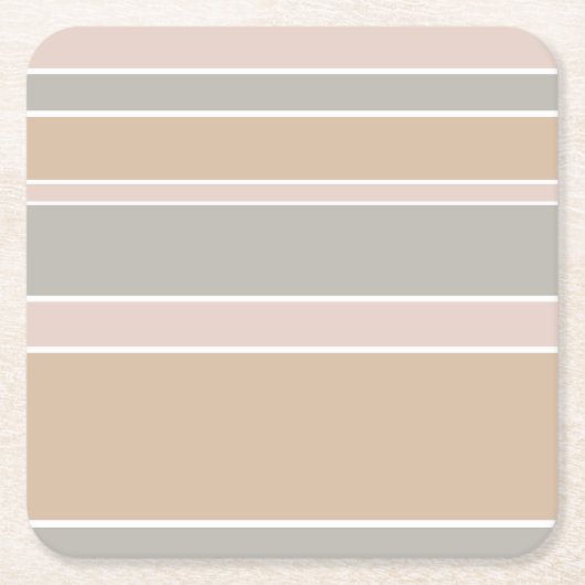 Beige strepen kartonnen onderzetters (Voorkant)