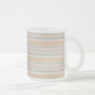 Beige strepen matglas koffiemok
