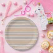 Beige strepen papieren bordje (Feest)