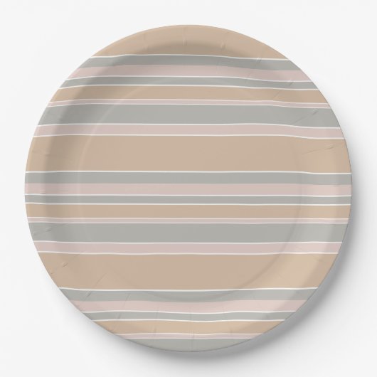 Beige strepen papieren bordje (Voorkant)